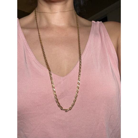 Vintage Monet Gold Tone Long Curb Link Necklace - Picture 1 of 4